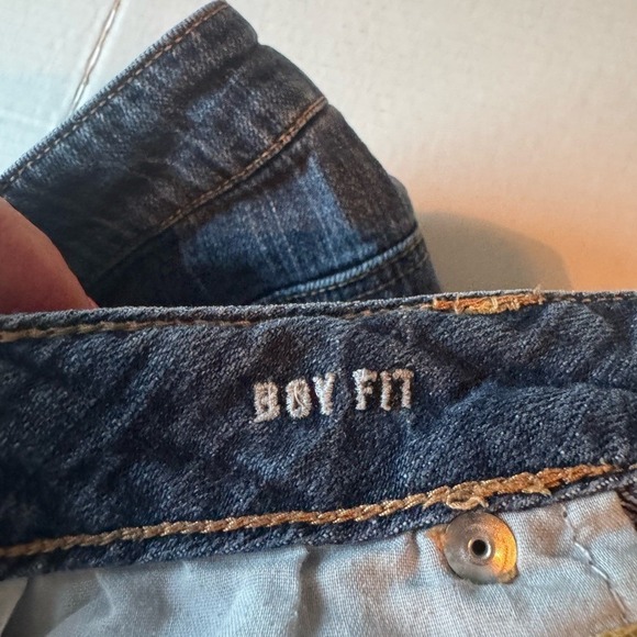 Vtg Y2K American Eagle Stretch Boy Fit Jeans Size 12 Low Rise Ankle Baggy Blue - Picture 5 of 7